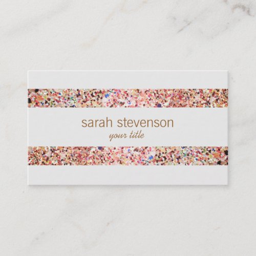 Fun Stripes Colorful Glitter Look Business Card 4