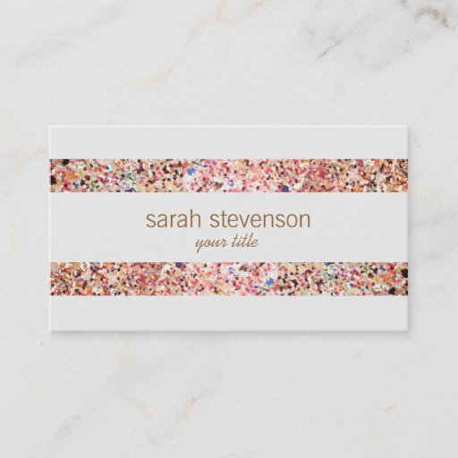 Customizable Fun Stripes Colorful Glitter Look Business Card 4
