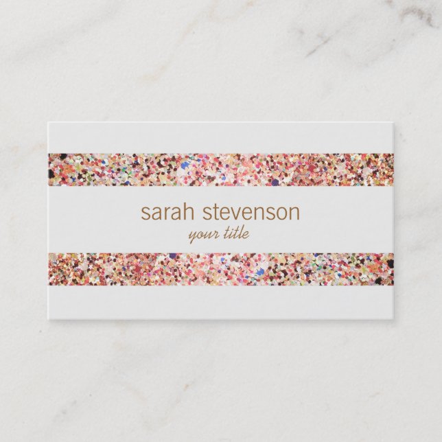 Fun Stripes Colorful Glitter Look Business Card 4 (Front)
