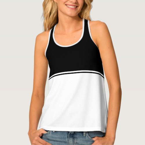 Fun Stylish Black Top White Color Block Pinstripe