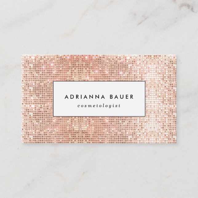 Fun Stylish Faux Copper Sequin Pattern Beauty Spa Business Card (Front)