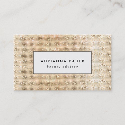 Fun Stylish Faux Gold Sequin Pattern Beauty Spa Business Card