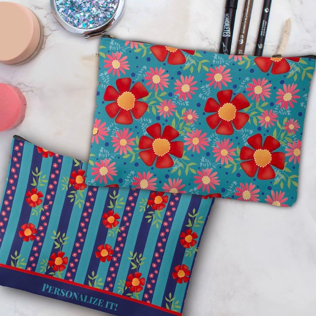 Fun Stylish Floral Pattern Custom Cosmetic Bag (Creator Uploaded)