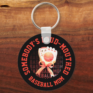 Fun Stylish LOUD-MOUTHED BASEBALL MOM Keychain