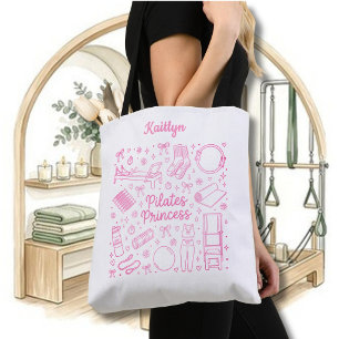 Fun Stylish Pilates Princess Workout Name Tote Bag