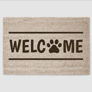 Fun Stylish Trendy Welcome Dog Paw On Coir Fiber Doormat