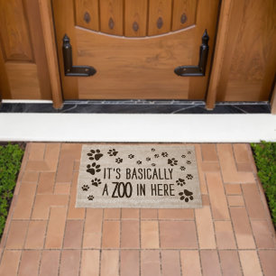 Fun Stylish Trendy Welcome Dog Paw On Coir Fiber Doormat