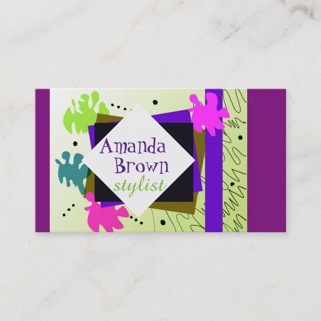 fun stylist business card colorful template (Front)