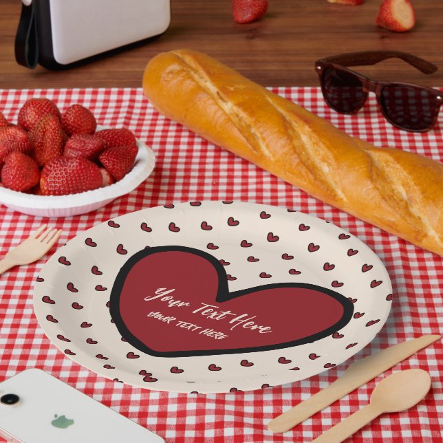 Fun Stylist Sweet Heart Party Supplies Template  Paper Plates (Picnic)