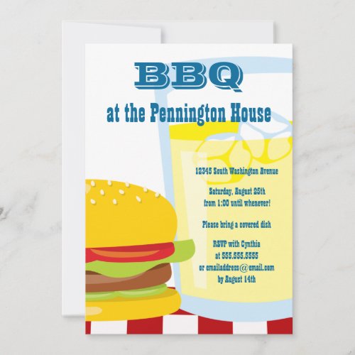 Fun summer BBQ barbeque grill party invitation