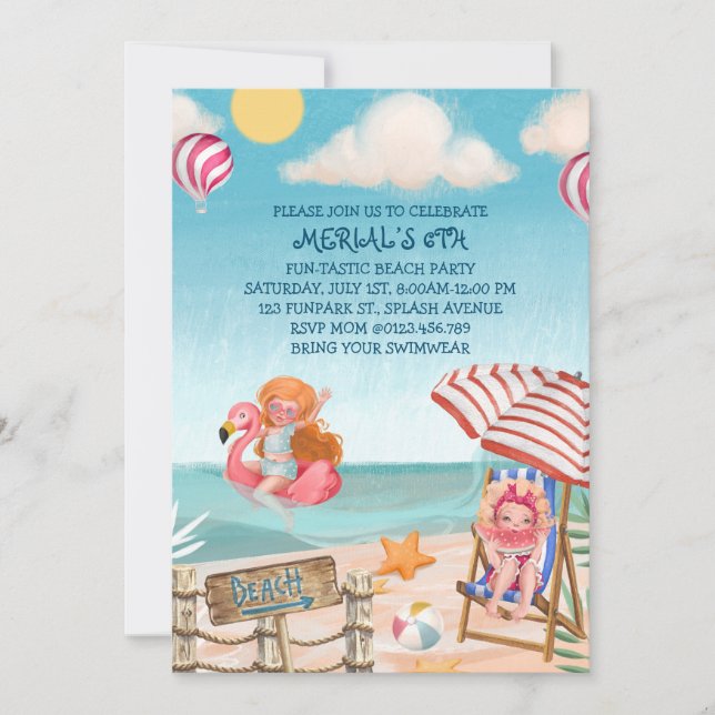 Fun Summer Beach Birthday Party Invitation (Front)