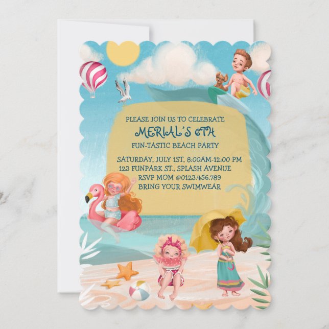Fun Summer Beach Birthday Party Invitation (Front)