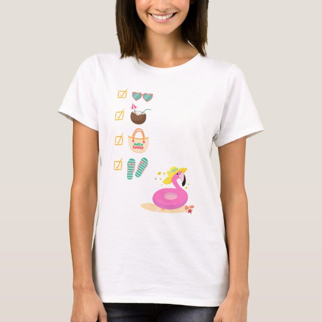 Fun Summer Beach Checklist T-Shirt (Front)