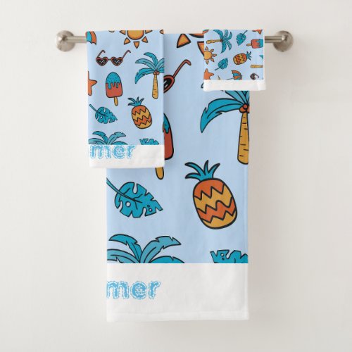 Fun summer beach pattern  bath towel set