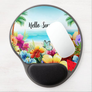 Fun Summer Beach Scene Gel Mouse Pad