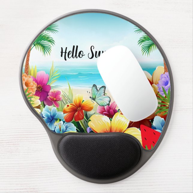 Fun Summer Beach Scene Gel Mouse Pad (Left Side)