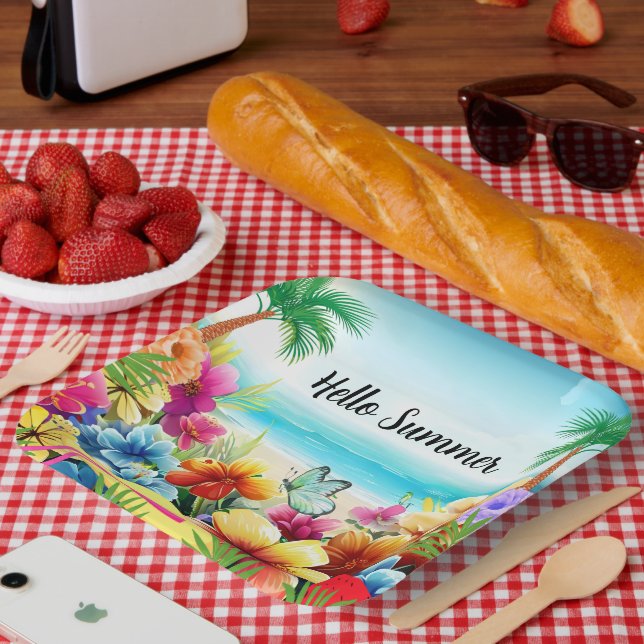 Fun Summer Beach Scene Paper Plates (Picnic)