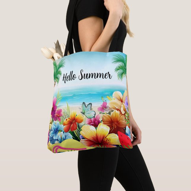 Fun Summer Beach Scene Tote Bag (Close Up)