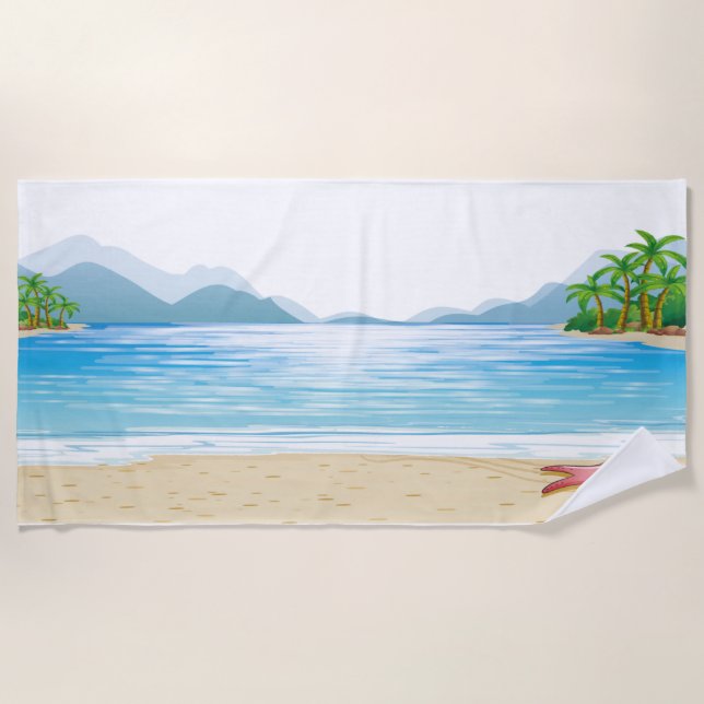 Fun Summer Beach Scene Water Sand Sunshine Beach Towel (Front)