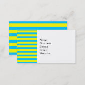 Fun Summer Bright Yellow and Teal Blue Stripes Business Card (Front/Back)