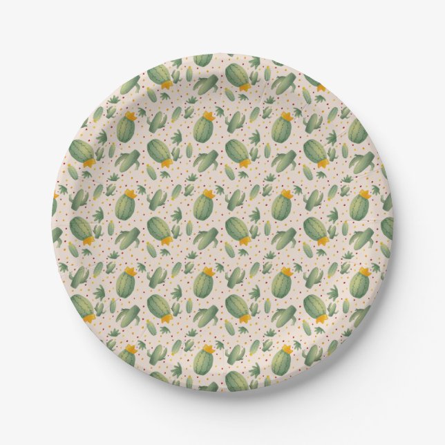Fun Summer Cactus  Paper Plates (Front)