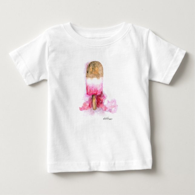 Fun, Summer Chocolate and Strawberry Popsicle Baby T-Shirt (Front)
