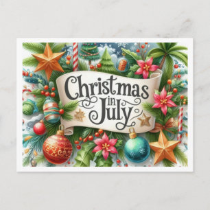 Fun Summer Christmas In July Holiday Postcard