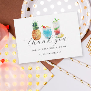 Fun Summer Cocktail Birthday Party Thank You Card