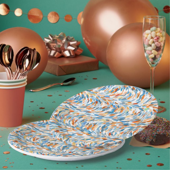Fun Summer Colors Paint Splatter Art Pattern Paper Plates (Multi)