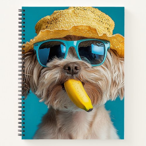 Fun Summer Dog with Banana Notebook