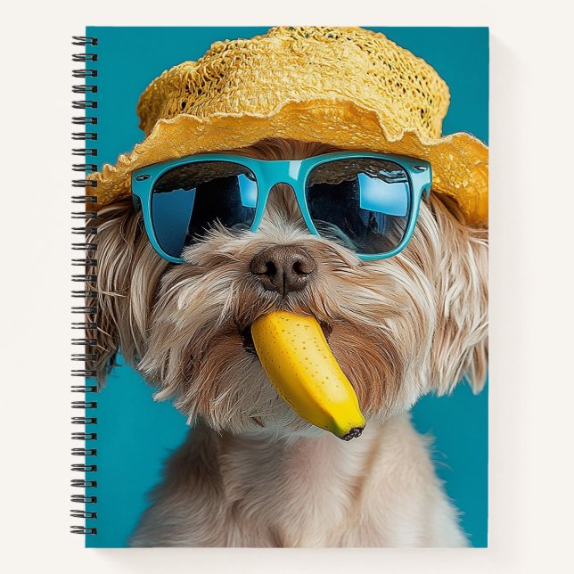 Fun Summer Dog with Banana Notebook (Front)