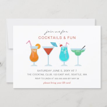 Fun Summer Drinks Cocktail party  Invitation