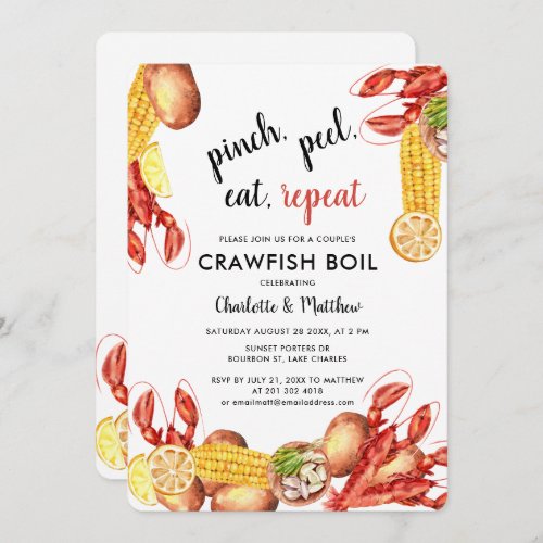 Fun Summer Engagement Party Crawfish Boil Invitation