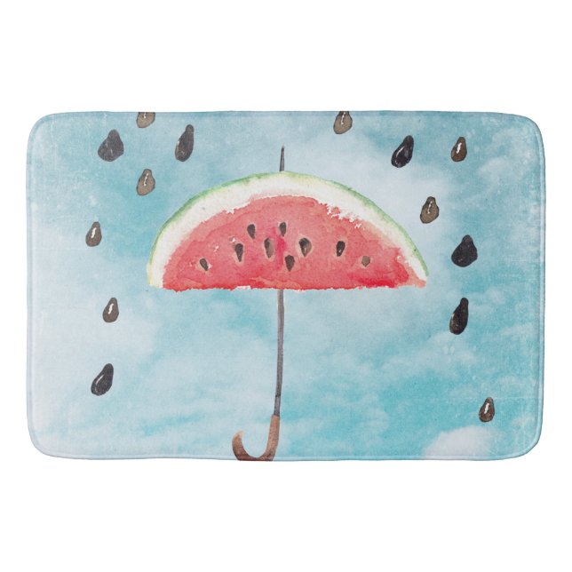 Fun Summer Fresh Melon Fruit Rain Bathroom Mat (Front)