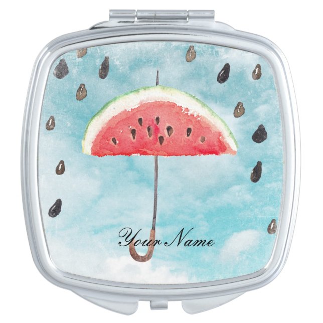 Fun Summer Fresh Melon Fruit Rain Makeup Mirror (Front)