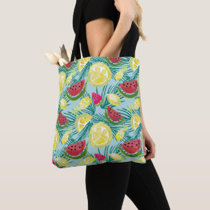 Fun Summer Fruits Watermelon Pineapple Lemons Tote Bag