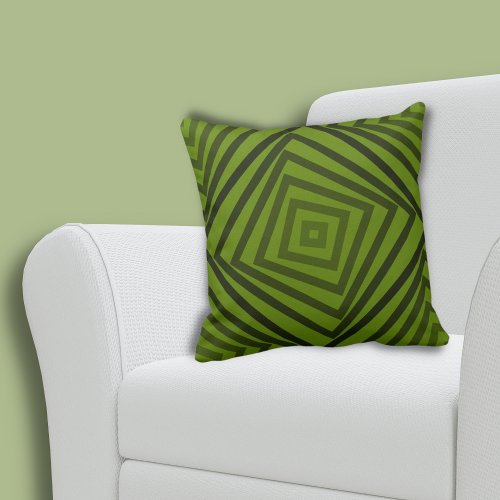 Fun Summer_Green Nested Spiral Box Throw Pillow