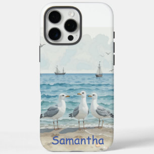 Fun Summer Holiday Sandy Beach Seagulls iPhone 16 Pro Max Case