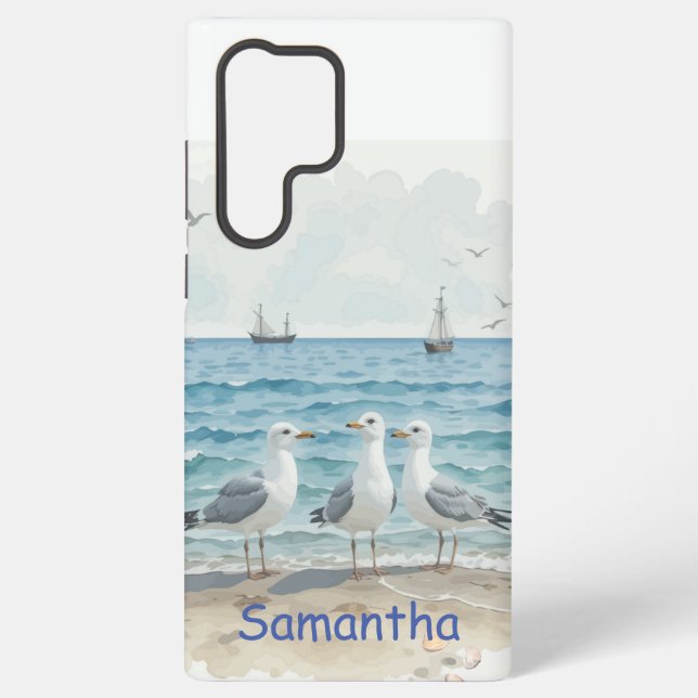 Fun Summer Holiday Sandy Beach Seagulls Samsung Galaxy Case (Back)