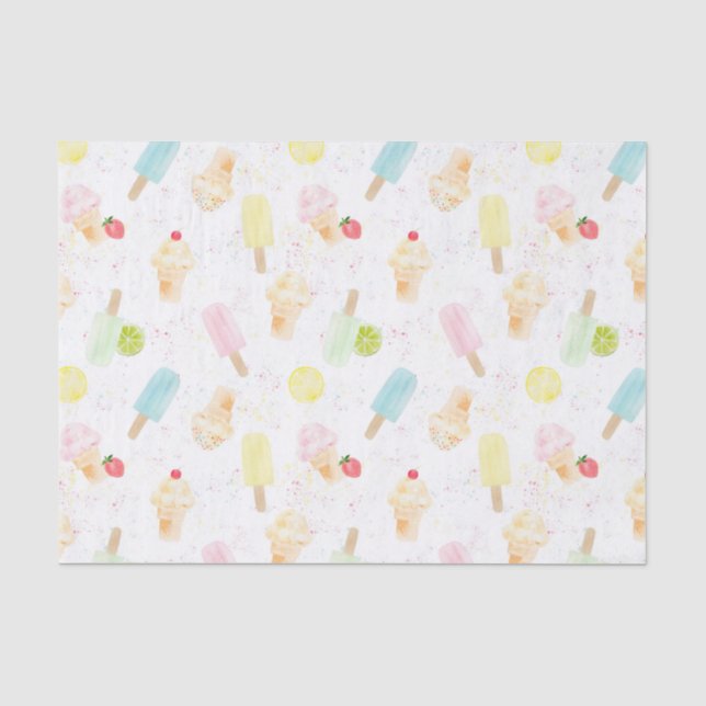 Fun Summer Ice Cream Birthday Party Tissue Paper (Front)
