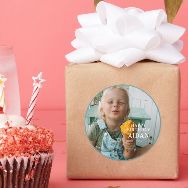 Fun Summer Ice Cream Photo Birthday Party  Classic Round Sticker (Party)