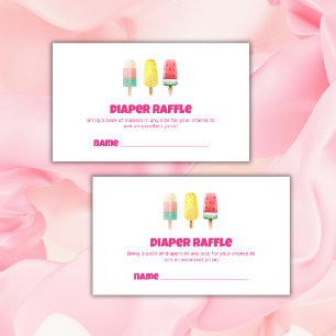 Fun Summer Ice Cream Pop Diaper Raffle Baby Shower Enclosure Card