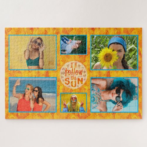 Fun Summer Ill Follow the Sun DIY 6 Photo Collage Jigsaw Puzzle