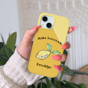 Fun Summer Lemon Yellow Name Modern Cute Kitschy iPhone 15 Case