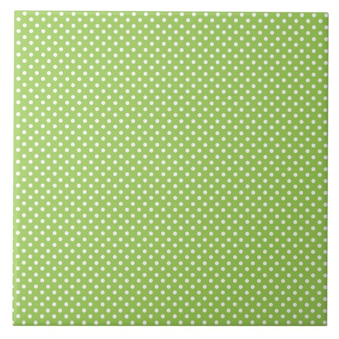 Fun Summer Lime Green and White Polka Dot Pattern Tiles