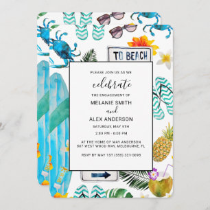 Fun Summer Outdoor BBQ Engagement Party Invitation
