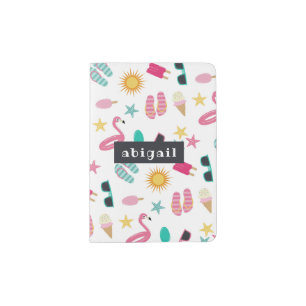 Fun Summer Pattern Add Your Name Passport Holder