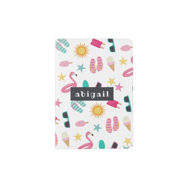 Fun Summer Pattern Add Your Name Passport Holder (Front)