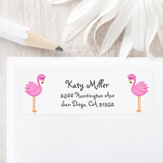 Fun Summer Pink Flamingo Girls Address Label (Insitu)