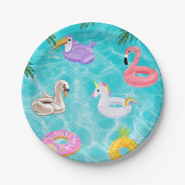 Fun Summer Pool Party Paper Plates (Front)